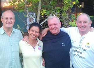 Nuan Keddie with her husband (left), Joe Mooneyham and Capt’ Bob.